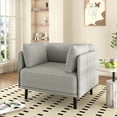 thumbnail image 1 of Lunale 39" Linen Accent Armchair, Vintage Upholstered Single Sofa Chair for Living Room, Office, Light Gray, 1 of 9