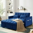 thumbnail image 1 of Lunale 4-in-1 Convertible Futon Sofa Bed, Pull Out Couch Beds Loveseat Sleeper, Blue Velvet, 1 of 12