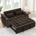 thumbnail image 1 of Dinosisco 4-in-1 Convertible Loveseat Sleeper, 55" Futon Sofa Bed with Phone Stand, USB, Brown Velvet, 1 of 10