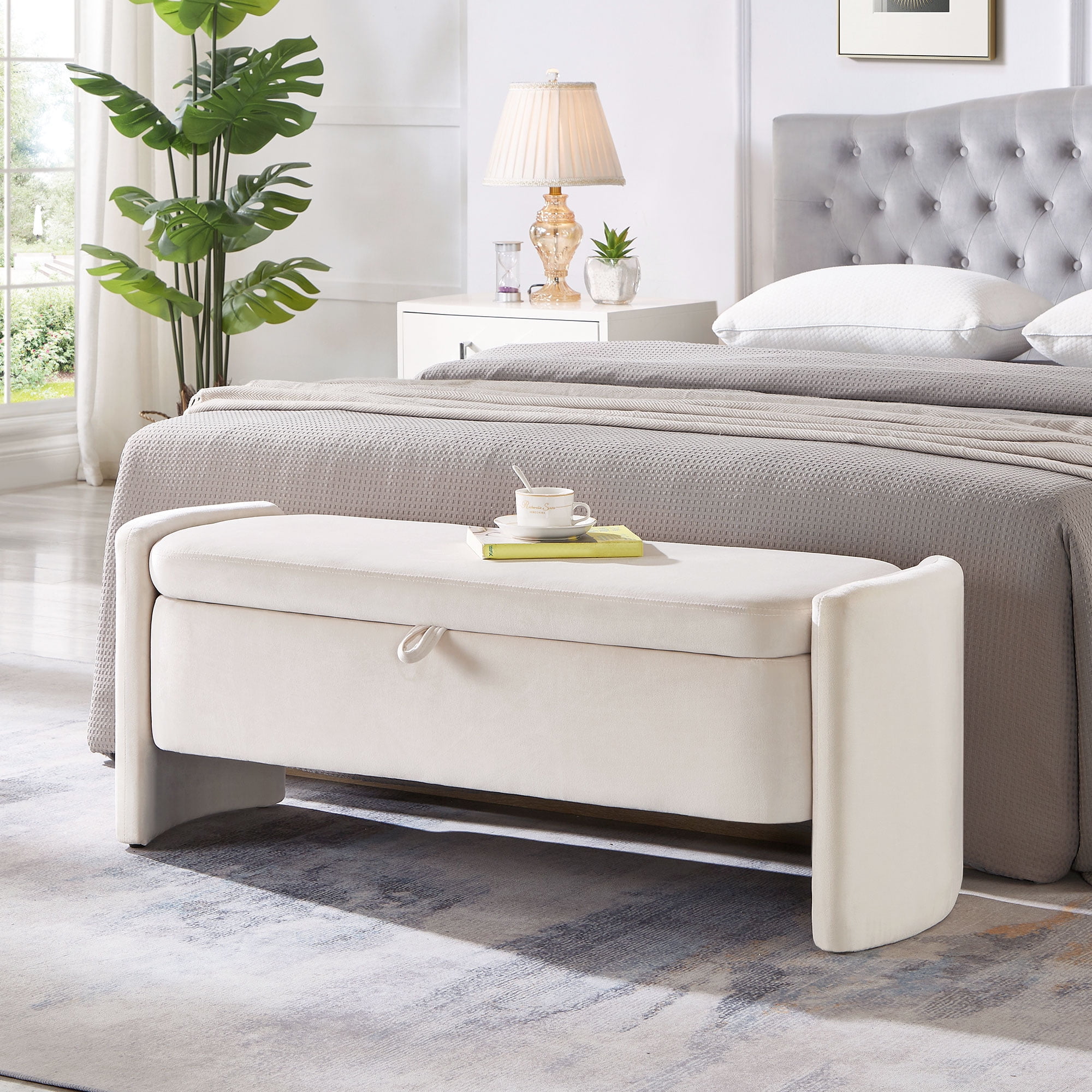 Storage Bench Beige Bed Bench Lunale End Of Bed Bench For King