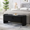 thumbnail image 1 of Lunale 41.73" End of Bed Storage Bench, Teddy Upholstered Storage Ottoman Benches for Bedroom, Black, 1 of 7