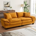 thumbnail image 1 of Lunale 80"L Corduroy Deep Seat Sofa, Upholstered 3-Seater Sleeper Couch for Living Room, Yellow, 1 of 8