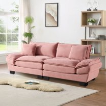 Dinosisco 84"L Deep Seat Sofa, Corduroy Upholstered Sleeper Couch for Living Room, Pink