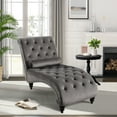 thumbnail image 1 of Lunale Chaise Lounge Indoor, Tufted Upholstered Accent Chair for Living Room, Gray Velvet, 1 of 7