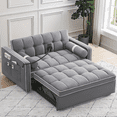 thumbnail image 1 of Lunale Convertible Pull Out Sofa Bed with Phone Stand, Tufted Loveseat Sleeper Sofa Bed for Living Room, Gray Velvet, 1 of 8