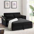 thumbnail image 1 of Dinosisco Convertible Sleeper Loveseat with USB, 55" Velvet Futon Sofa Bed, Black, 1 of 8