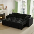 thumbnail image 1 of Muumblus Queen Size Convertible Sectional Sleeper Sofa with Storage & USB, Adjustable Backrest, Reversible L-Shaped Pull Out Couch Bed for Living Room, Guest Room, Black Velvet, 1 of 11