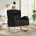 thumbnail image 1 of Lunale Indoor Rocking Chair, Upholstered Accent Rocker Chair with Wood Legs, Black Teddy, 1 of 8