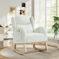 thumbnail image 1 of Lunale Indoor Rocking Chair, Upholstered Accent Rocker Chair with Wood Legs, Ivory Teddy, 1 of 8