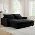 thumbnail image 1 of Dinosisco Loveseat with Two Storage Ottomans, U-Shaped Sleeper Sofa for Living Room, Black Corduroy, 1 of 9