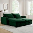 thumbnail image 1 of Dinosisco Loveseat with Two Storage Ottomans, U-Shaped Sleeper Sofa for Living Room, Green Corduroy, 1 of 9