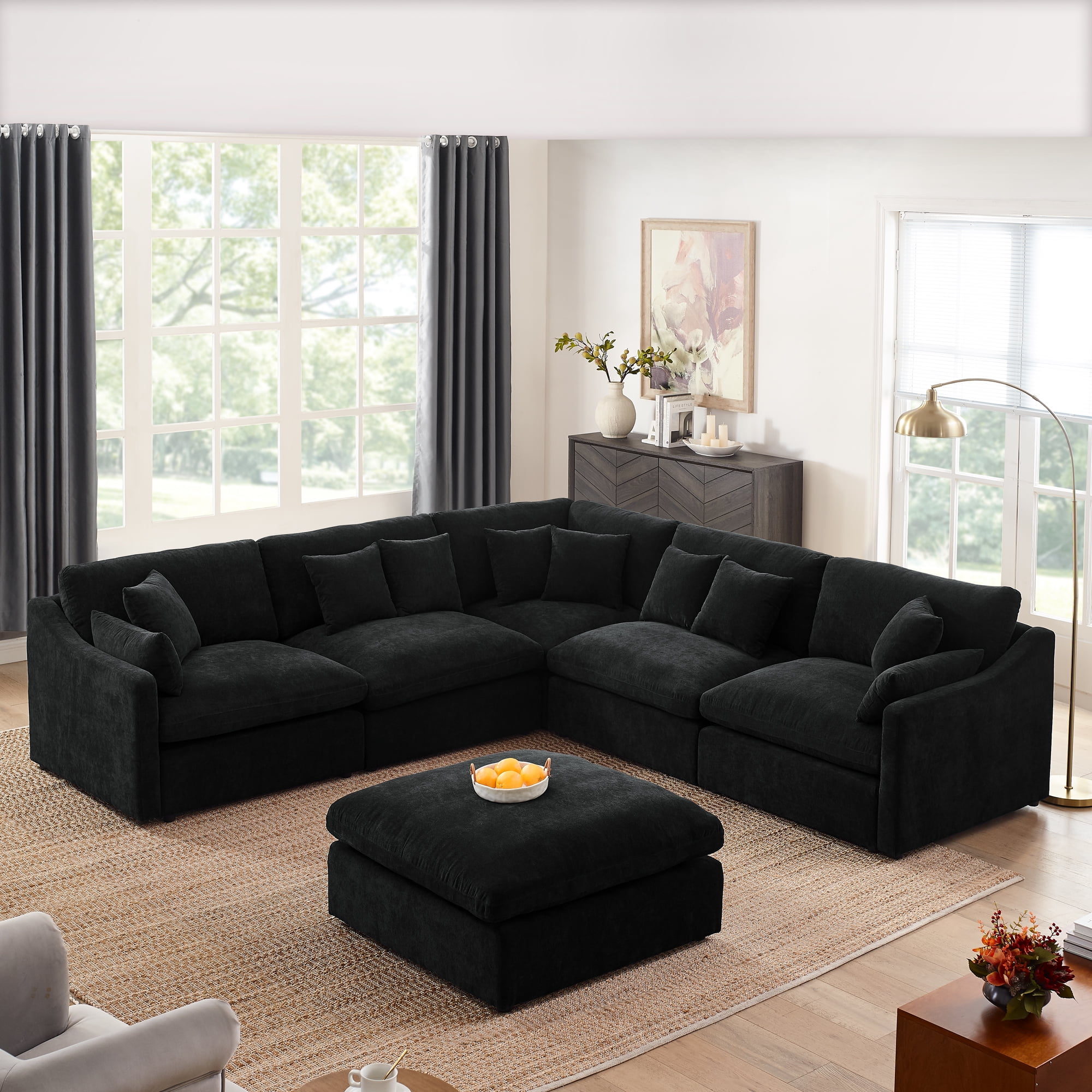 Dinosisco Modular Sectional Sofa with Large Ottoman 119 Oversized Corner Sofa Variable Sofa Couch Set 6 Deep Seats L Shaped Upholstered Cloud