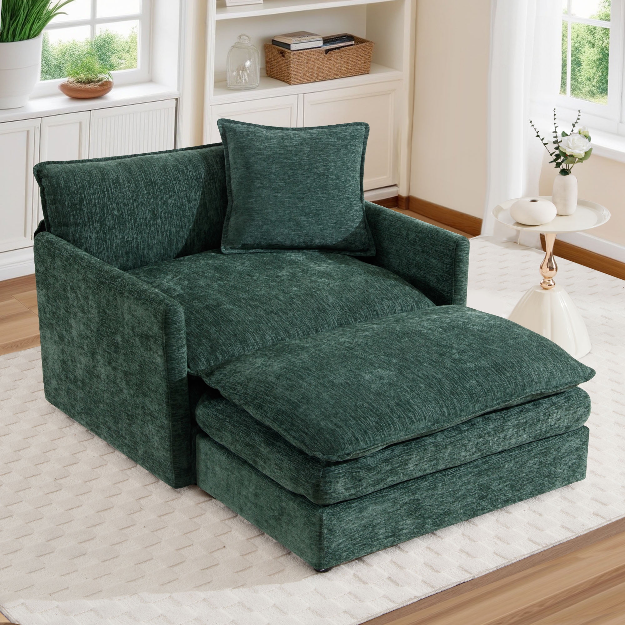 Dinosisco Oversized Lounge Chair with Ottoman, Cloud Accent Armchair