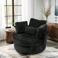 thumbnail image 1 of Lunale Oversized Swivel Barrel Accent Chair, Chenille Adult Comfy Reading Armchair, Black, 1 of 7