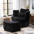 thumbnail image 1 of Dinosisco Oversized Swivel Accent Barrel Chair with Storage Ottoman, Chenille, Indoor, Black, 1 of 9