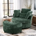 thumbnail image 1 of Dinosisco Oversized Swivel Accent Barrel Chair with Storage Ottoman, Chenille, Indoor, Green, 1 of 9