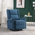 thumbnail image 1 of Dinosisco Swivel Glider Rocker for Nursery, Wingback Upholstered Nursery Recliner in Blue, 1 of 5