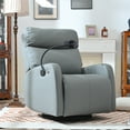 thumbnail image 1 of Dinosisco Swivel Recliner with Phone Holder, Faux Leather Glider Rocker, Home Theater Seat, Blue Gray, 1 of 9