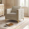 thumbnail image 1 of Dinosisco Vintage Tufted Upholstered Accent Armchair for Living Room, Beige Velvet, 1 of 6
