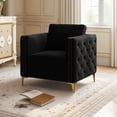 thumbnail image 1 of Dinosisco Vintage Tufted Upholstered Accent Armchair for Living Room, Black Velvet, 1 of 6