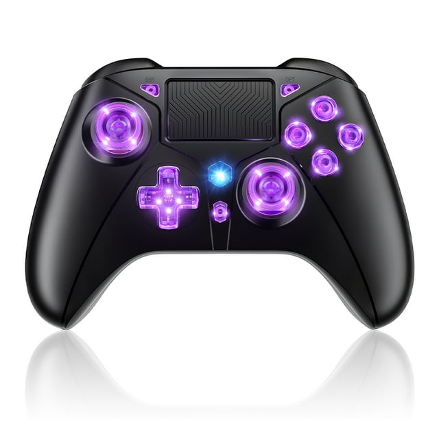 Dinosoo LED Wireless Controller for PS4, RGB Lighting Gamepad for