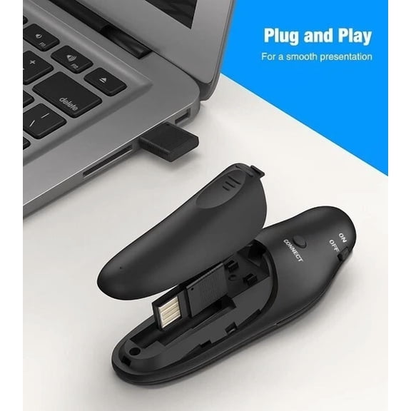 Dinostrike Presentation Clicker With Red Laser Pointer, Rf 2.4Ghz Usb Wireless