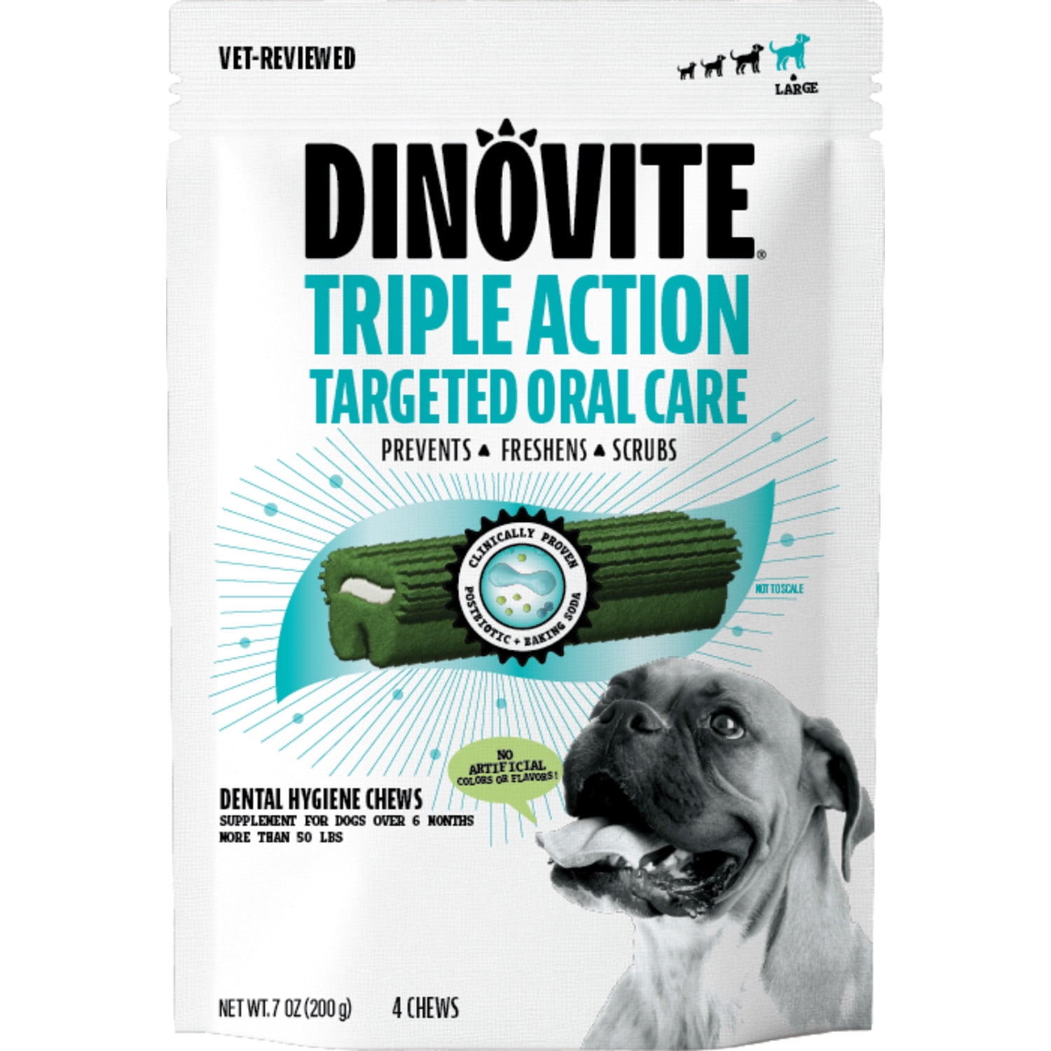 Dinovite Dental Chews for Dogs - Large - 4 ct