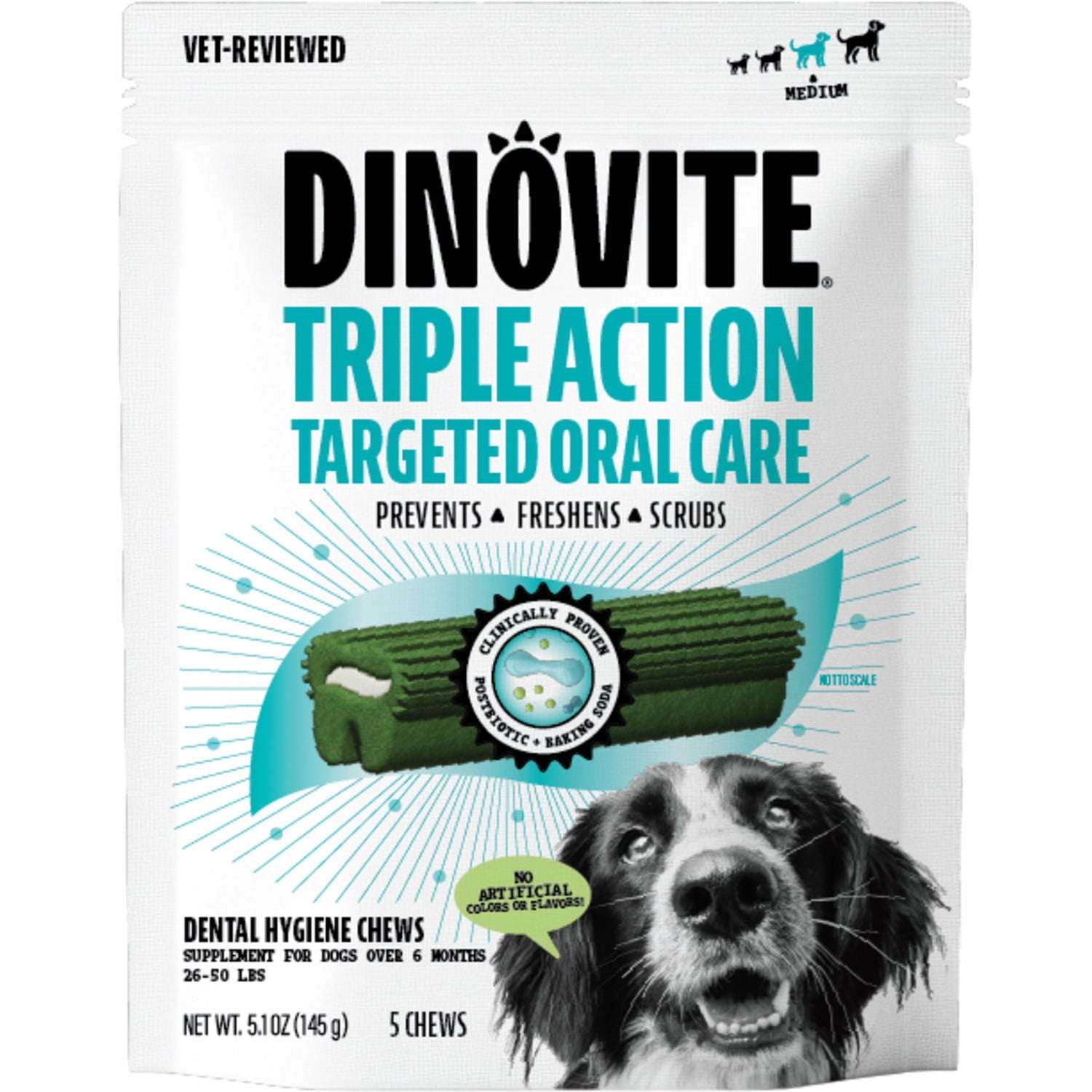 Dinovite Dental Chews for Medium Dogs - 5 Count