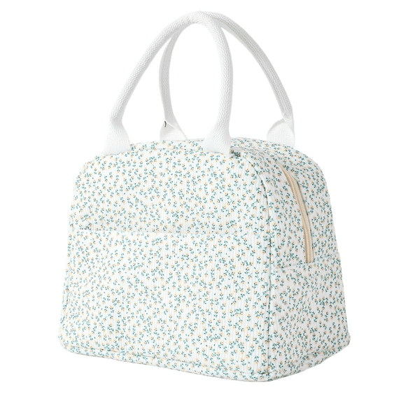 Dintonin Corduroy Lunch Bag for Women Insulated Lunch Tote Strawberry Print Thermal Reusable Lunch Box