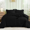 thumbnail image 1 of Dintszyayue Black Ruffle Queen Comforter,Soft Ruffled Princess Style Bedding Set Adult(90"x 90"), 1 of 5