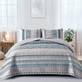 thumbnail image 1 of Dintszyayue Bohemian Quilt Set Queen Size,3Pcs Stripe Bedding Sets Lightweight Adult(90"x 96"), 1 of 7