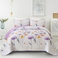 thumbnail image 1 of Dintszyayue Floral Quilt Set Queen Size,3Pcs Purple Bedding Set Lightweight Coverlet Adult(90"x 96"), 1 of 9