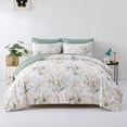 thumbnail image 1 of Dintszyayue Green Floral 7Pcs Comforter Set Queen,Botanical Bed in a Bag Bedding Set Adult(90"x90"), 1 of 7