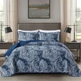 thumbnail image 1 of Dintszyayue Navy Quilt Set Queen Size,3Pcs Bohemian Bedding Set Lightweight Paisley Adult(90"x 96"), 1 of 6