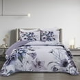 thumbnail image 1 of Dintszyayue Quilt Sets Queen Size,3 Pcs Purple Flower Boho Bedding Set Lightweight Adult(90"x 96"), 1 of 8
