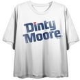 thumbnail image 1 of Dinty Moore Distressed Slant Logo Women's White Crop Tee-Small, 1 of 7