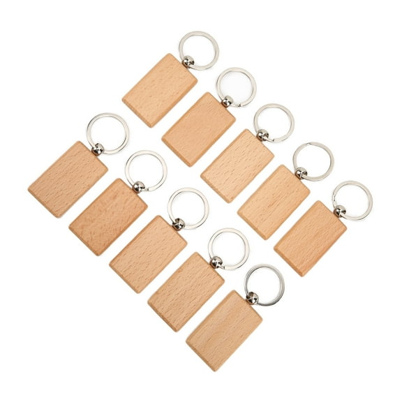 Dioche 10Pcs Blank Wooden Keychain Smooth Sturdy Lightweight Uniform Size Unfinished Wood Keychain,Blank Wooden Keychain,Unfinished Wood Keychain