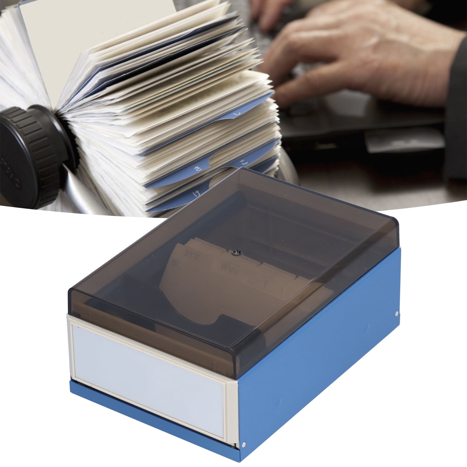 Dioche Credit Card Organizer,Rolodex,Index Card Holder Blue Large