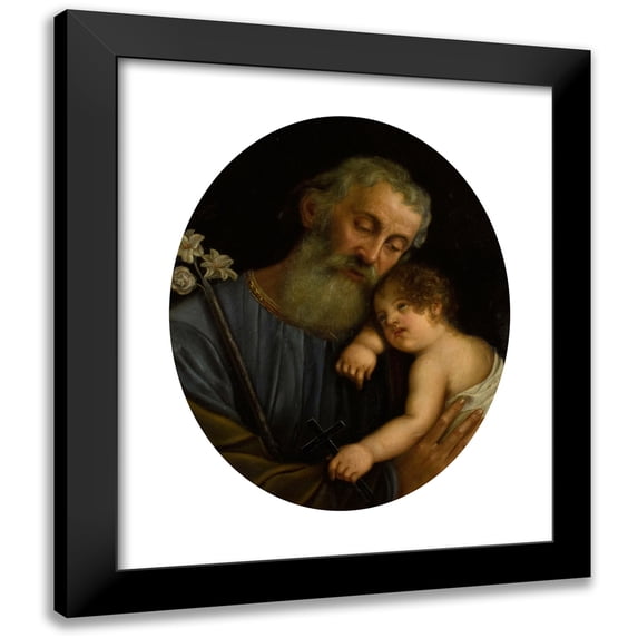 Diodato Massimo 12x14 Black Modern Framed Museum Art Print Titled - Josef and Kind (1886)