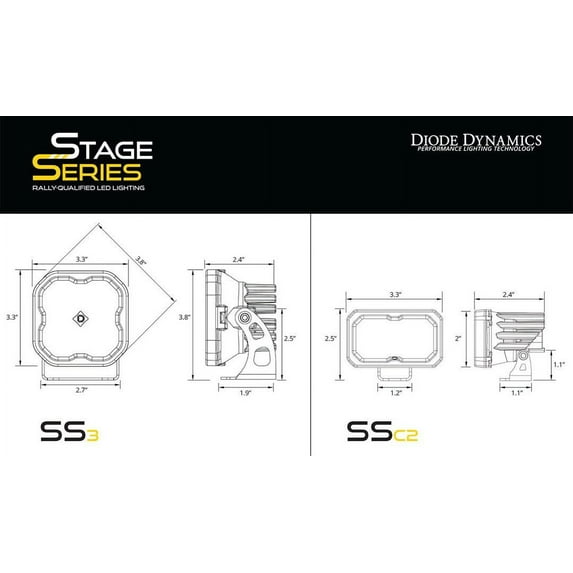 Diode Dynamic DD6574 2 in. Stage Series LED Ditch Light Kit Fits 2015-2020 Ford F-150