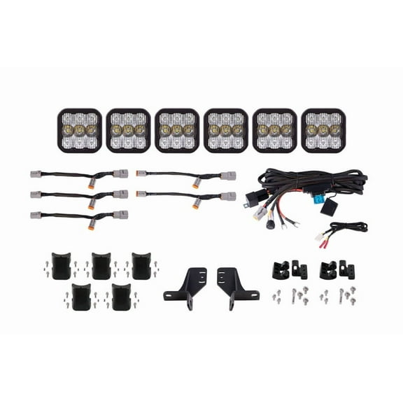 Diode Dynamics Bronco SS5 6-Pod CrossLink Grille Lightbar Kit Pro - White Combo