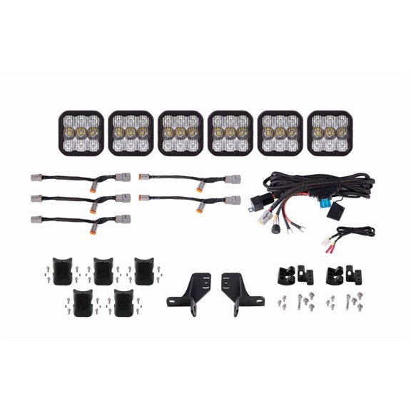 Diode Dynamics Bronco SS5 6-Pod CrossLink Grille Lightbar Kit Pro - White Combo