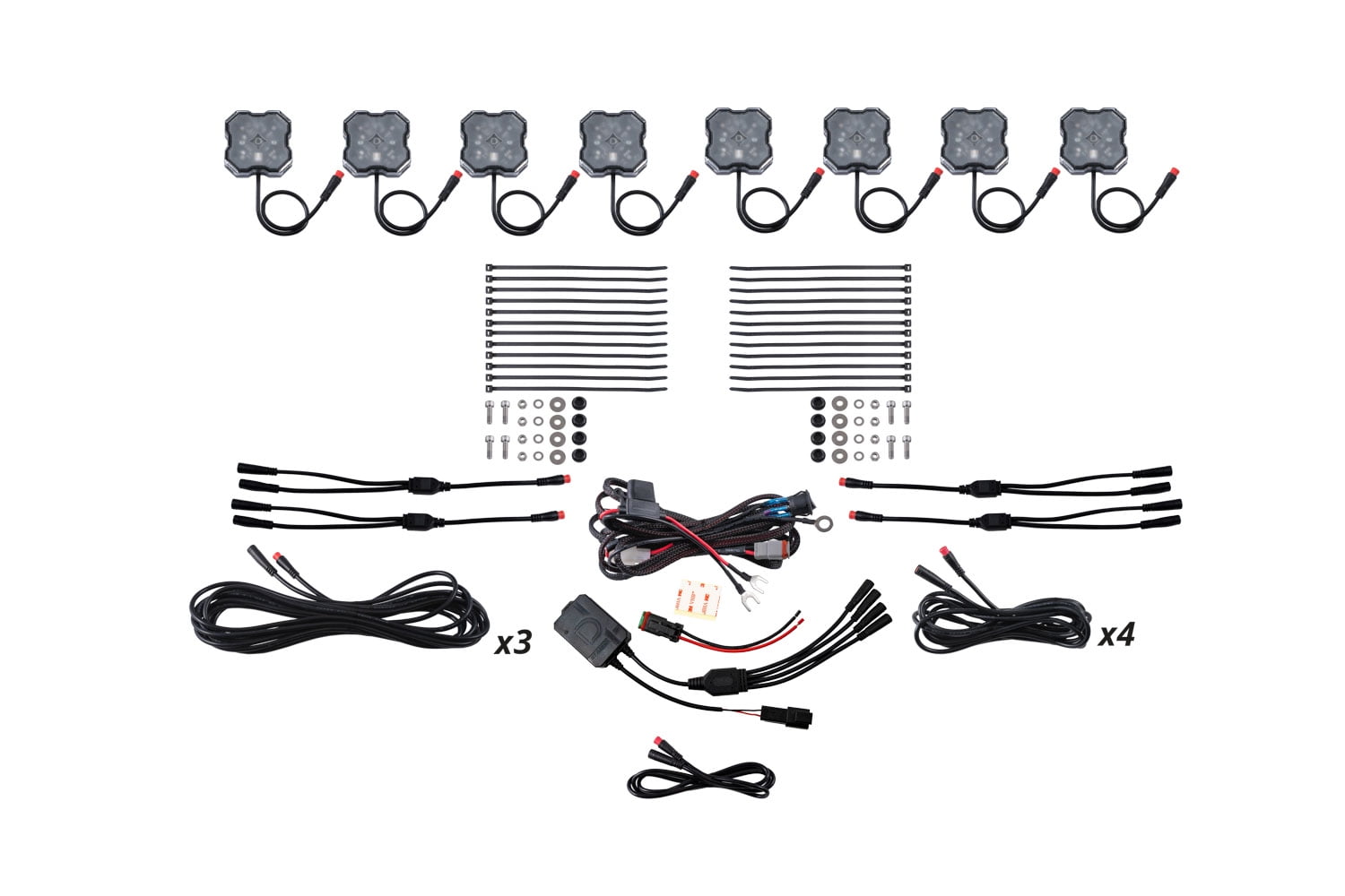 Diode Dynamics Stage Series RGBW LED Rock Light Kit (8-Pack), RGBW without Magnet Mounts