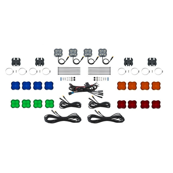 Diode Dynamics Stage Series SXS LED Rock Light Installer Kit (4-pack), White Diffused