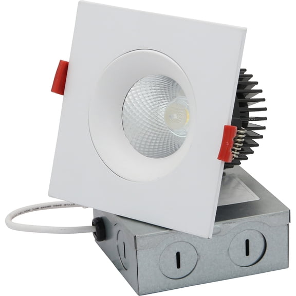 Diodesy 12W 3.5 Inch Square Gimbal LED recessed Lighting with Junction Box, 5CCT Dimmable Anti-Glare Ceiling Downlight, 2700K-5000K Selectable, CRI 90+ 825LM High Brightness, IC Rated, ETL Certified