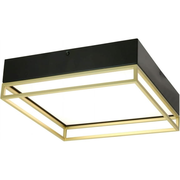 Diodesy 13-Inch LED Double Square Ceiling Light Fixture, 20-Watt, CCT 3 Color Changing (3000K/4000K/5000K), 1000 Lumens, Black and Gold, Dimmable