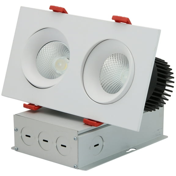 Diodesy 24W LED Recessed Lighting, Multiple Gimbal Retrofit Downlight, 1540Lm, 5 Color Selectable 27K, 30K, 35K, 40K, 5K, CRI90, Double Head Adjustable, 38? Dimmable Spotlight, Wet & IC Rated, ETL