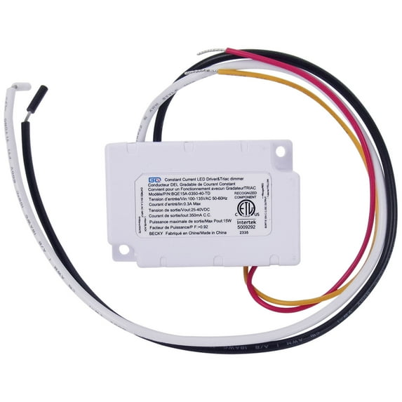Diodesy- 350mA LED Driver Constant Current, Power Supply Driver, 100-135Vac 50-60Hz, 15 Watts, Non Dimmable