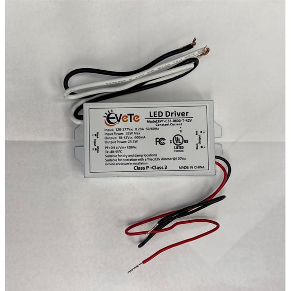Diodesy- 600mA LED Driver Constant Current, Power Supply Driver, 120Vac 60Hz, Non Dimmable