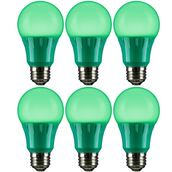Diodesy A19 Green LED Bulb - Non-Dimmable Colored Light Bulb, 3 Watts, 140 Lumens with Medium E26 Base for Christmas, Birthdays, Holiday Parties, Home and Commercial Use, 6-Pack